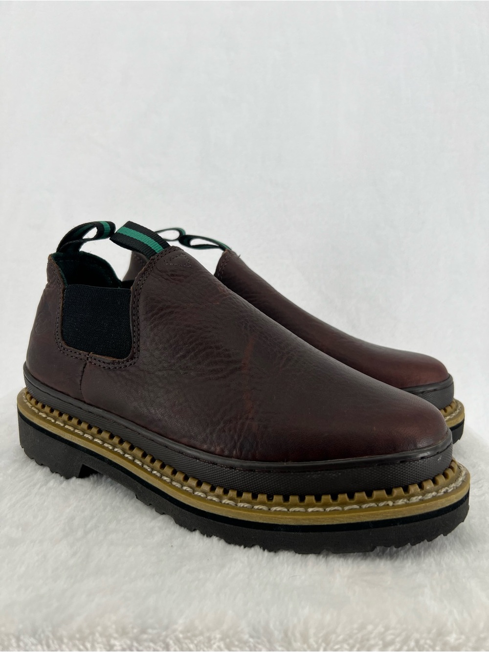 Georgia Giant Boots Romeo Womens 8.5W Brown Slip On Work Shoe Full Grain Leather